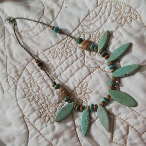 Light Brown and Light Turquoise Stone Necklace